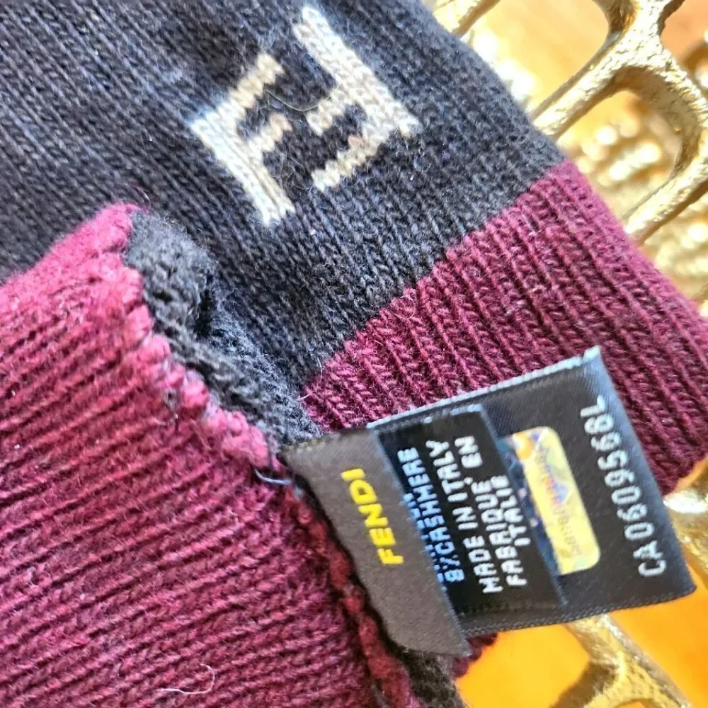 Authentic Fendi Wool/Cashmere FF Logo Women's Gloves